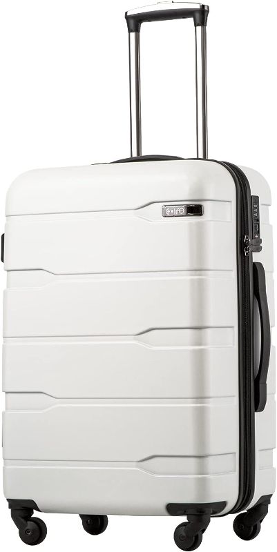 Photo 1 of Coolife Luggage Expandable(only 28") Suitcase PC+ABS Spinner Built-In TSA lock 20in 24in 28in Carry on (white, S(20in_carry on))