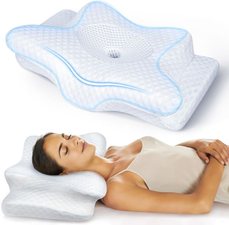 Photo 1 of 5X Pain Relief Cervical Pillow for Neck and Shoulder Support, Adjustable Memory Foam Sweet Sleeping, Odorless Ergonomic Contour Neck , Orthopedic Bed Pillow for Side Back Stomach Sleeper
