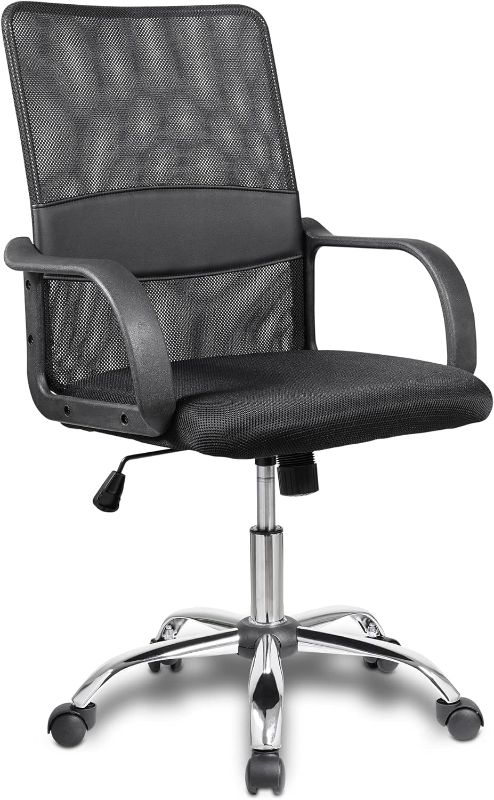 Photo 1 of Halter Mesh Office Chair, Ergonomic Office Chair with Back Support, Home Office Desk Chair for Women ad Men, Adjustable, Rolling, Swivel Seat, Comfy Computer Chair for Study, Work, Gaming, Black
