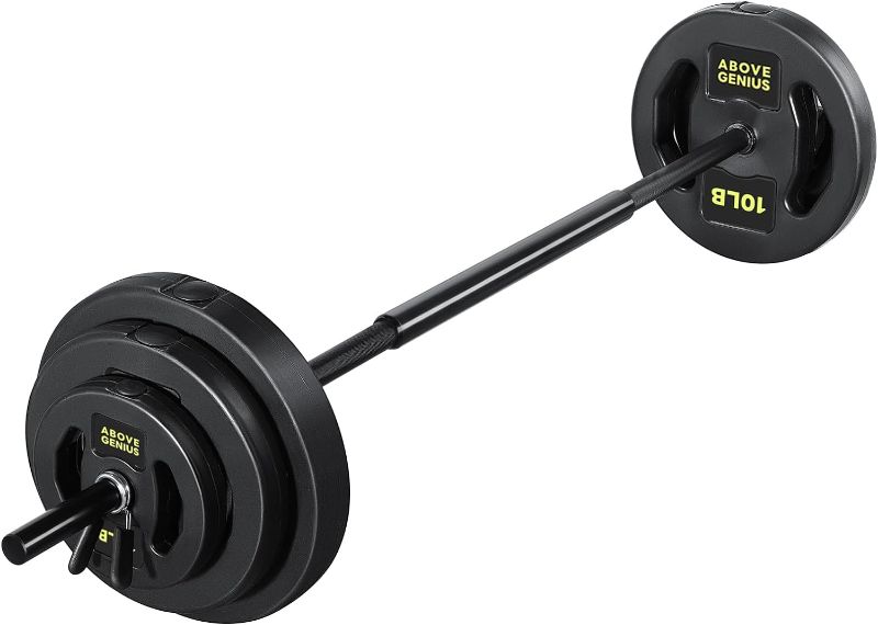 Photo 1 of Abovegenius Barbell Weight Set for Lifting, 45 Lb Weight Bar Set with Adjustable Weights for Workout Bar for Home Gym