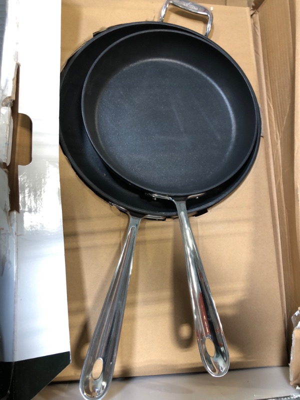 Photo 3 of All-Clad E1002S63 HA1 Hard Anodized Nonstick Fry Pan Cookware Set, 10 Inch and 12 Inch Fry Pan, 2 Piece, Grey 10-Inch and 12-Inch