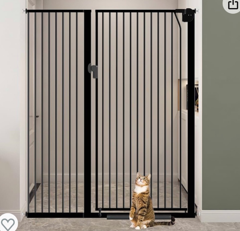 Photo 1 of 59" Extra Tall Cat Pet Gate 43.3-46.8" Wide Pressure Mounted Tall Pet Gate Easy Walk-Through Auto-Close Safety Pet Gate for Cats and Dogs for Indoor Stairs, Doorways, and Kitchen