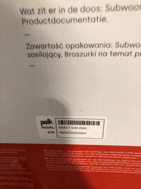 Photo 1 of Polk React 7" Wireless Subwoofer - Designed to Add Deep, Impactful Bass to Polk React Soundbar, Bass Adjust EQ, Amazon Alexa Compatible