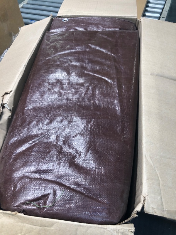 Photo 3 of 16' x 20' Super Heavy Duty 16 Mil Brown Poly Tarp Cover - Thick Waterproof, UV Resistant, Rip and Tear Proof Tarpaulin with Grommets and Reinforced Edges - by Xpose Safety