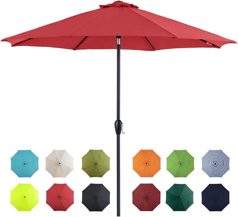 Photo 1 of 7.5' Outdoor Market Patio Table Umbrella with Auto Tilt and Crank, Large Sun Umbrella with Sturdy Pole&Fade resistant canopy, Easy to set, Orange 