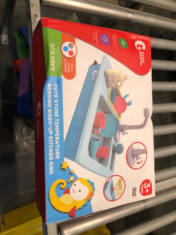 Photo 1 of CUTE STONE Kitchen Sink Toys Blue and Tea Party Playset, Great Gift for Boys Girls