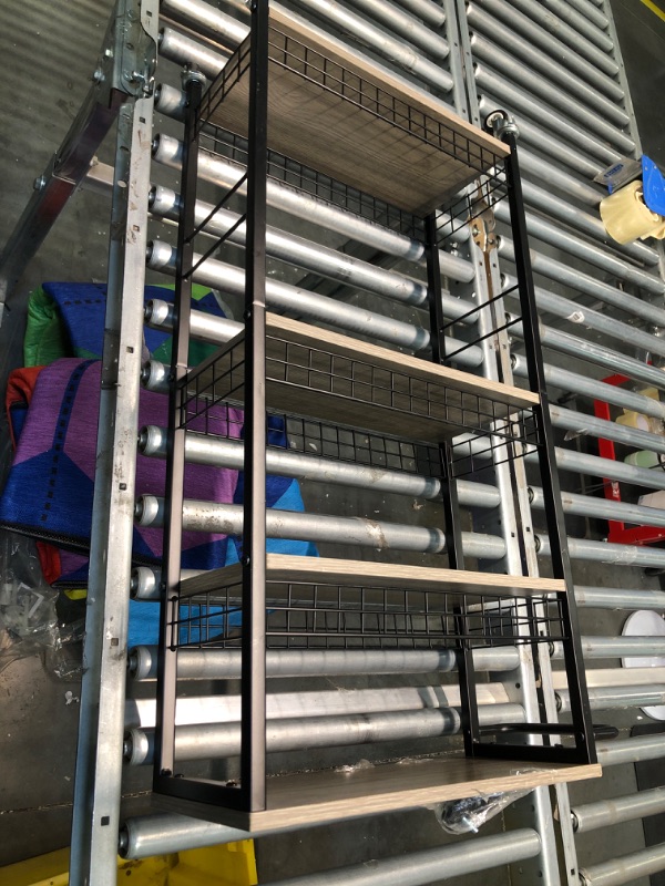 Photo 1 of 4 Tier Slim Storage Cart Narrow Laundry Cart on Wheels Utility Kitchen Rolling Cart with Wood Tabletop Mobile Shelving Unit Bathroom Storage Organizer Slide Out Rolling Tower for Narrow Spaces Grey