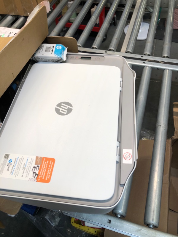 Photo 1 of HP DeskJet 2755e Wireless Color All-in-One Printer with bonus 6 months Instant Ink (26K67A), white