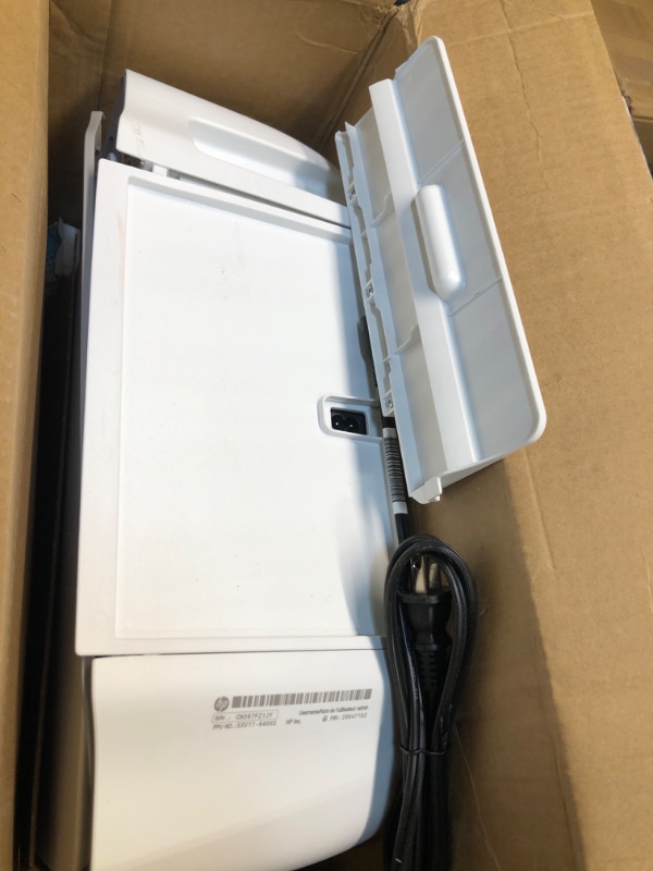 Photo 1 of HP DeskJet 2755e Wireless Color All-in-One Printer with bonus 6 months Instant Ink (26K67A), white