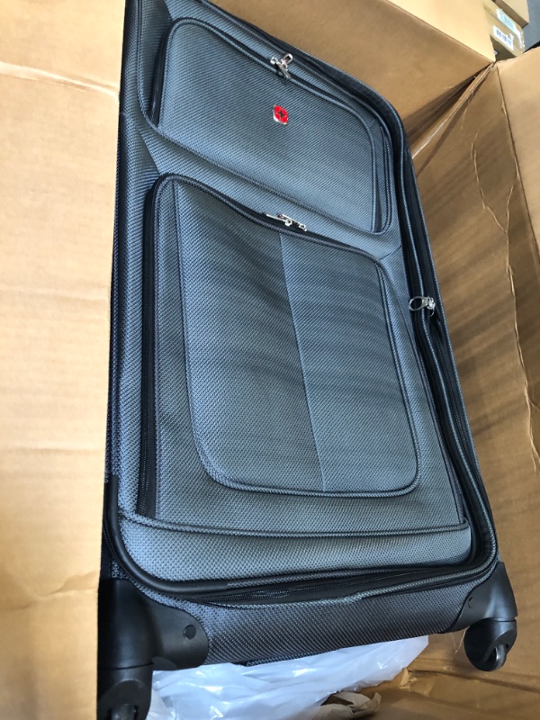 Photo 3 of ***MINOR DAMAGE*** SwissGear Sion Softside Expandable Roller Luggage, Dark Grey, Checked-Large 29-Inch Checked-Large 29-Inch Dark Grey