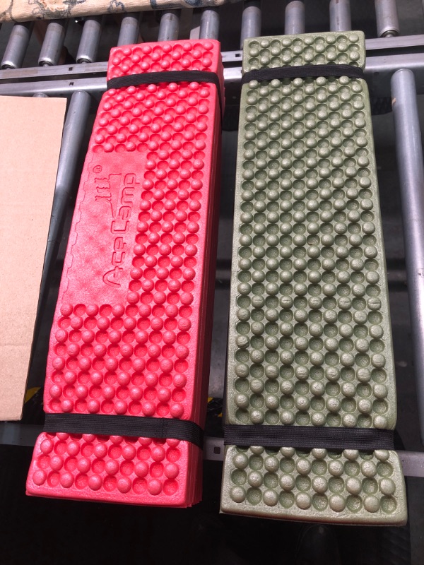 Photo 1 of AceCamp 3940 Portable Lightweight Mini Waterproof Folding Mat, Foam Sitting Pad for Outdoor Activities, Foldable Kneeling and Seat Cushion for Comfort, Red, Green - 2 Pack
