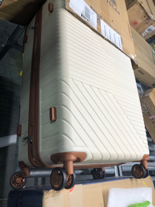 Photo 1 of Merax Hardside Rugged Travel Suitcase Luggage with 8 Spinner Wheels, Collision-Protection Angle, 3-Piece Set, TSA Lock, Expandable, Carry-On Luggage (20/24/28,White)

