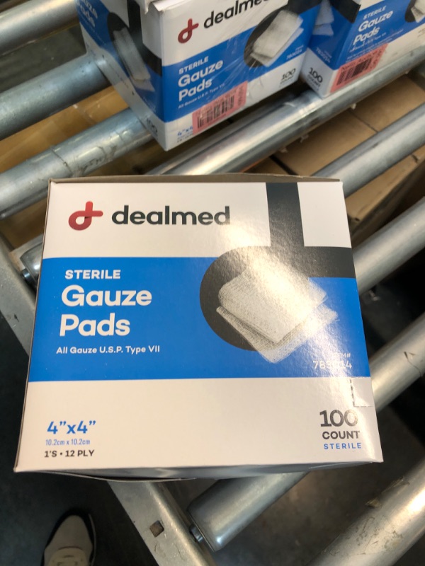 Photo 2 of Dealmed Sterile Gauze Pads – 100 Count, 4’’ x 4’’ Disposable and Individually Wrapped Gauze Pads, Wound Care Product for First Aid Kit and Medical Facilities 4x4 Inch (Pack of 100)