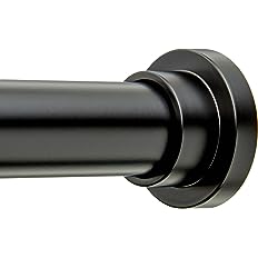 Photo 1 of Amazon Basics Adjustable Indoor/Outdoor Tension Curtain Rod - 24" to 36", Black Black 24-36" Indoor/Outdoor