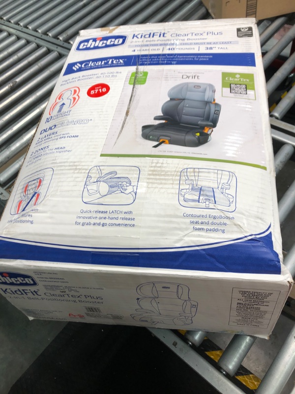 Photo 2 of Chicco KidFit ClearTex Plus 2-in-1 Belt-Positioning Booster Car Seat, Backless and High Back Booster Seat, for Children Aged 4 Years and up and 40-100 lbs. | Drift/Grey KidFit Plus with ClearTex® No Chemicals Drift/Grey