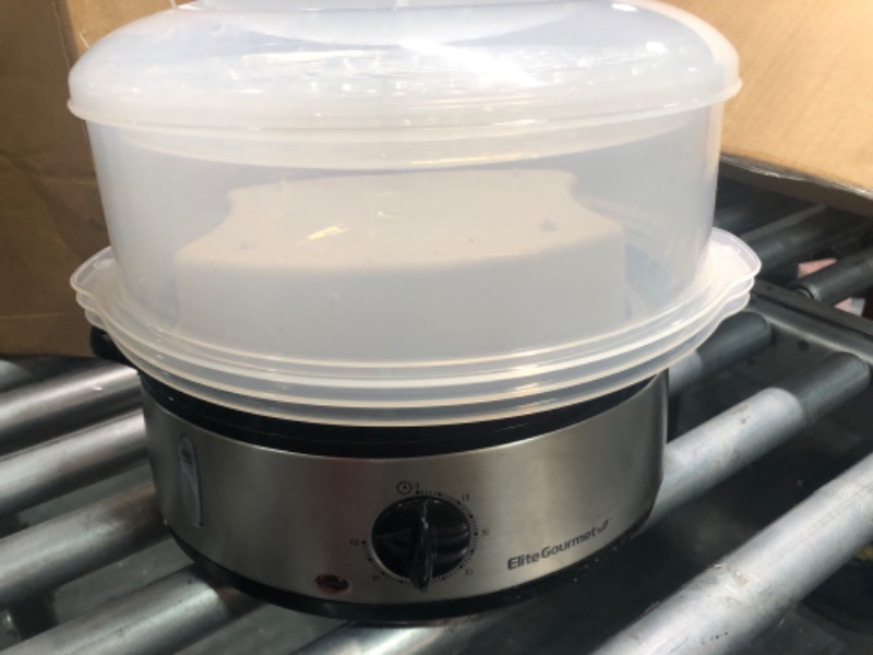 Photo 1 of Elite Gourmet EST4401 Electric Food Vegetable Steamer with BPA-Free 3 Tier Stackable, Nested Basket Trays, Auto Shut-off 60-min Timer, 800W, 9.5 Quart, Stainless Steel Old Version
