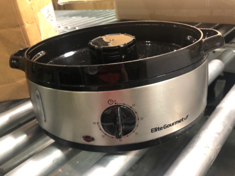 Photo 1 of Elite Gourmet EST4401 Electric Food Vegetable Steamer with BPA-Free 3 Tier Stackable, Nested Basket Trays, Auto Shut-off 60-min Timer, 800W, 9.5 Quart, Stainless Steel Old Version