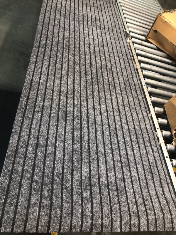 Photo 3 of 2' x 6' Runner Rugs with Rubber Backing, Indoor Outdoor Utility Carpet Runner Rugs, Stripe Gray, Can Be Used as Aisle for The RV and Boat, Laundry Room and Balcony Grey 2 ft x 6 ft