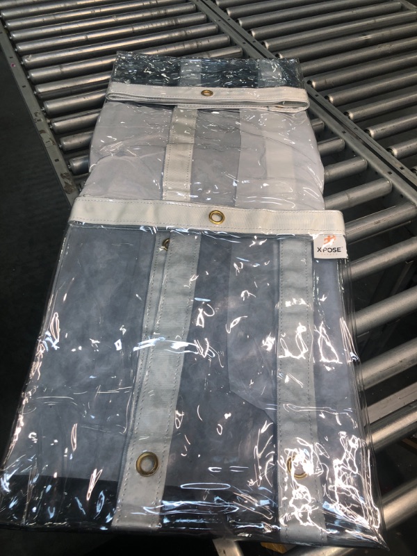 Photo 1 of 6' x 10' Clear Vinyl Tarp - 30 Mil Super Heavy Duty Transparent Waterproof PVC Tarpaulin with Brass Grommets - for Patio Enclosure, Temporary Wall, Camping, Tent Cover, Canopy - by Xpose Safety 6 Feet x 10 Feet 30 Mil