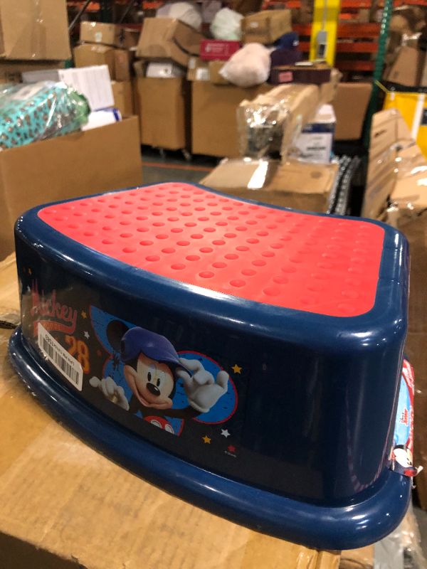 Photo 3 of Ginsey Disney Mickey Mouse All Star Bathroom Step Stool for Kids Using The Toilet and Sink, Red and Blue, 9.75" x 5.25" x 14.25", 1.08 lb, 1 Count (Pack of 1), (56503) Disney - Mickey Mouse All Star 1 Count (Pack of 1)