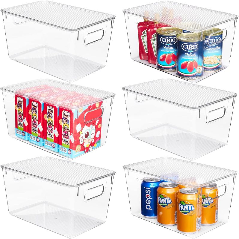 Photo 1 of 
Vtopmart 6 Pack Clear Stackable Storage Bins with Lids, Large Plastic Containers with Handle for Pantry Organizer and Storage,Perfect for Kitchen,Fridge
