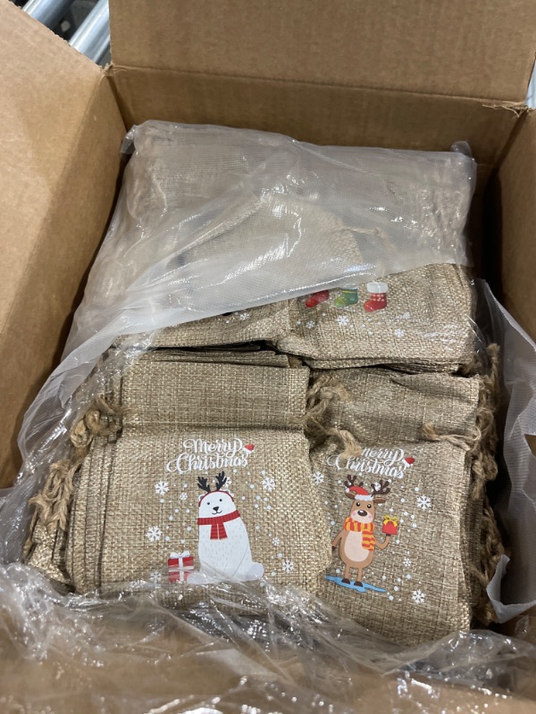 Photo 3 of 
Moretoes 30 Pieces Christmas Burlap Gift Bags with Drawstrings, Gnomes Linen Wrapping Bags, Small Treat Candy Bags for Holiday New Year Party Favors