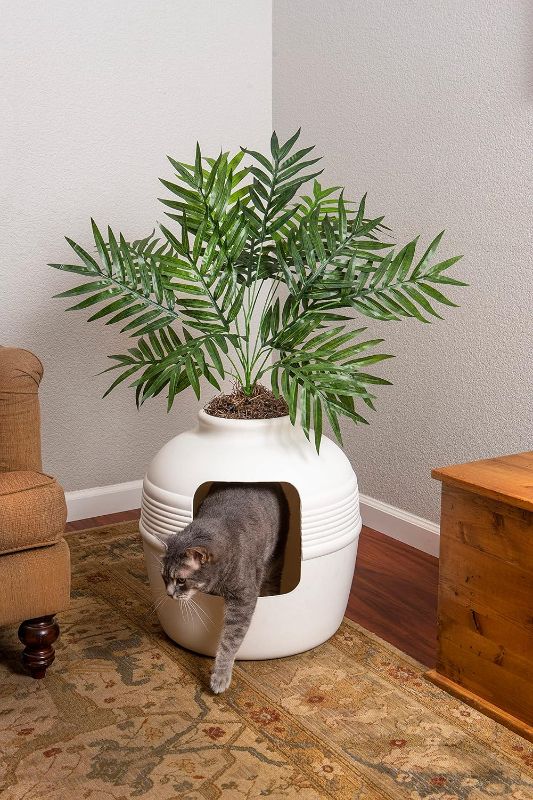 Photo 1 of 
Good Pet Stuff, The Original Hidden Litter Box, Artificial Plants & Enclosed Cat Planter Litter Box, Vented & Odor Filter, Easy to Clean, White Birch
