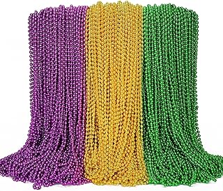 Photo 1 of Aurelema 1000 Pcs Mardi Gras Beads Necklaces Bulk Purple Gold Green Mardi Gras Decorations Beads Necklaces for Masquerade Costume Party Carnival Parade Decorations St Patrick Day Celebrations Supplies