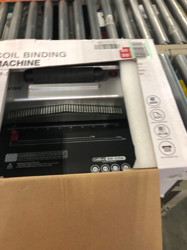 Photo 1 of TIANSE Binding Machine, Spiral Coil Binder Machine Manual Punch Binder with Electric Coil Inserter, Comes with 100pcs 5/16" Plastic Coil Binding Spines & Plier for Letter Size, A4, A5 or Smaller Sizes