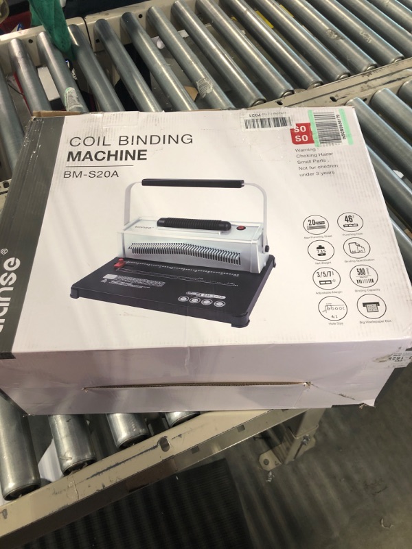 Photo 1 of TIANSE Binding Machine, Spiral Coil Binder Machine Manual Punch Binder with Electric Coil Inserter, Comes with 100pcs 5/16" Plastic Coil Binding Spines & Plier for Letter Size, A4, A5 or Smaller Sizes
