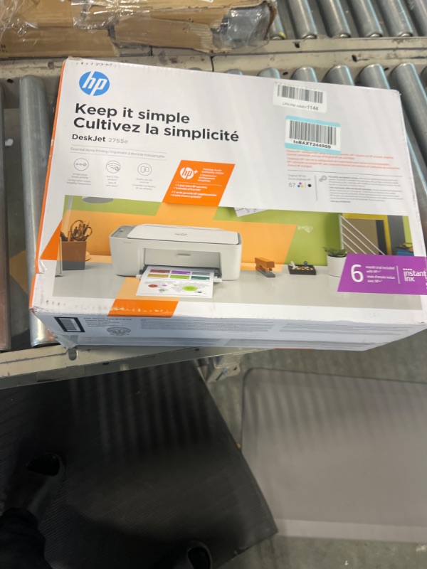 Photo 2 of HP DeskJet 2755e Wireless Color All-in-One Printer with bonus 6 months Instant Ink (26K67A), white