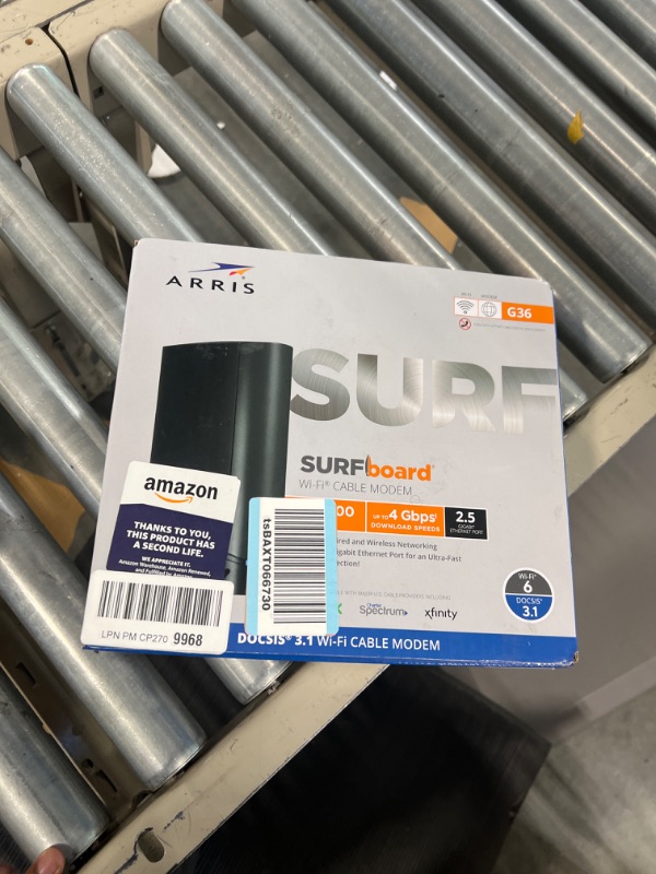 Photo 2 of ARRIS Surfboard G36 DOCSIS 3.1 Multi-Gigabit Cable Modem & AX3000 Wi-Fi Router | Comcast Xfinity, Cox, Spectrum| Four 2.5 Gbps Ports | 1.2 Gbps Max Internet Speeds | 4 OFDM Channels | 2 Year Warranty Cable Modem Router - DOCSIS 3.1 Gigabit