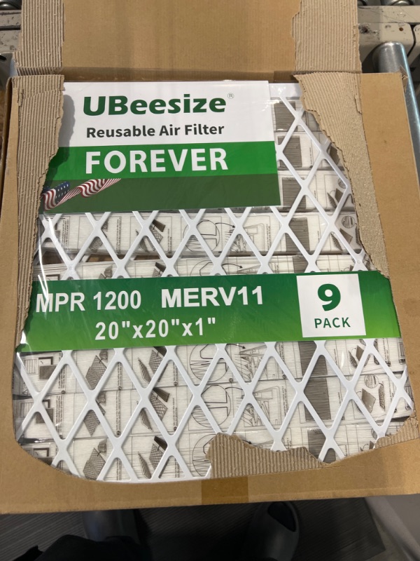 Photo 3 of UBeesize Reusable Air Filter 20x20x1 , MERV 11 MPR 1200 AC/HVAC Furnace Filters,Deep Pleated Air Clean (Actual Size 19.5" x 19.5" x 0.8"),1x Reusable ABS Frame+9 x Inner Filter,Breathe Fresher 20x20x1 1 frame+9 filter MERV11