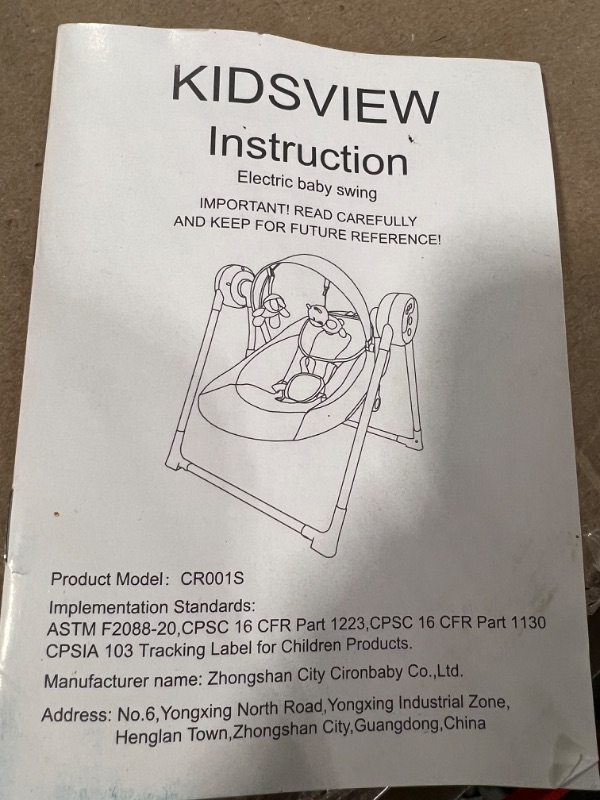 Photo 1 of Kidsview Electric Baby Swing