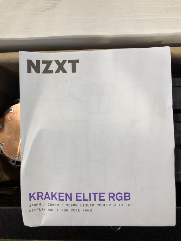 Photo 3 of NZXT Kraken Elite RGB 360-360mm AIO CPU Liquid Cooler - Customizable 2.36"" Wide-Angle LCD Display for GIFS, Images, Performance Metrics - High-Performance Pump - 3 x F120 RGB Core Fans - Black Kraken Elite RGB 360mm Radiator Black