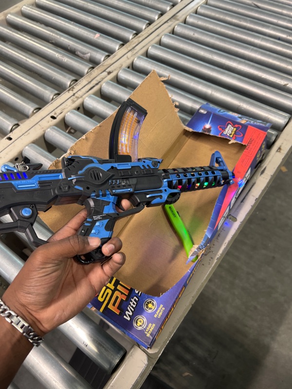 Photo 3 of ArtCreativity Light Up Space Rifle Toy Gun, Cool LED and Sound Effects, 20.5 Inch Pretend Play Military Submachine Pistol with Batteries Included, Great Gift for Boys and Girls