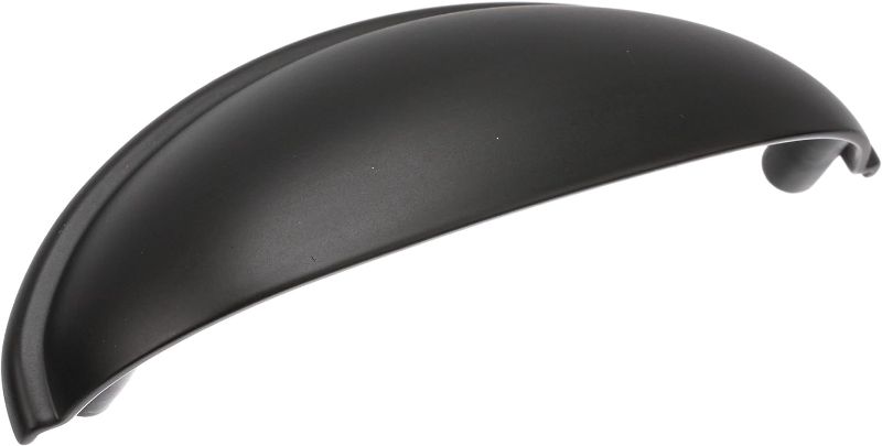 Photo 1 of Amerock Ravino 3-in Center to Center Matte Black Oval Cup Drawer Pulls 10 pack