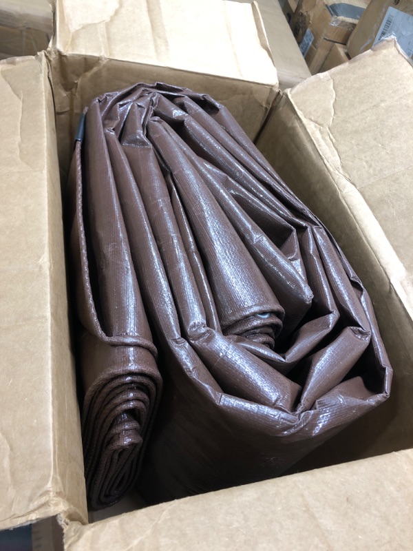 Photo 2 of 12' x 20' Super Heavy Duty 16 Mil Brown Poly Tarp Cover - Thick Waterproof, UV Resistant, Rip and Tear Proof Tarpaulin with Grommets and Reinforced Edges - by Xpose Safety