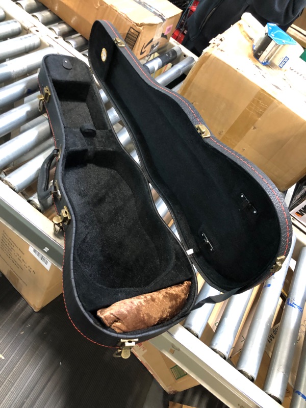 Photo 4 of 4/4 Full Size Violin Case, Plush Interior Wooden Hard Case With Hygrometer, Crocodile Pattern Leather Bulge Surface Case (Black)