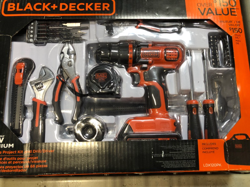 Photo 3 of 20-Volt MAX Lithium-Ion Cordless Drill and Project Kit with Battery 1.5Ah, Charger and Kit Bag