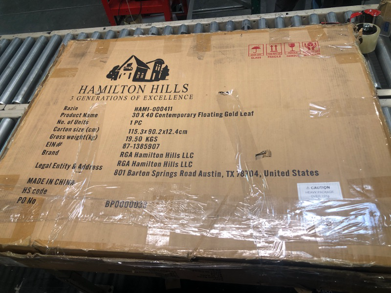 Photo 1 of Hamilton Hills 30x40 inch Gold Framed Mirror | Large Rectangular Bathroom Mirrors for Wall | Floating Glass Panel Vanity with Border | Wall-Mounted Mirror for Decor | Hangs Horizontal or Vertical 30" x 40" Gold0.