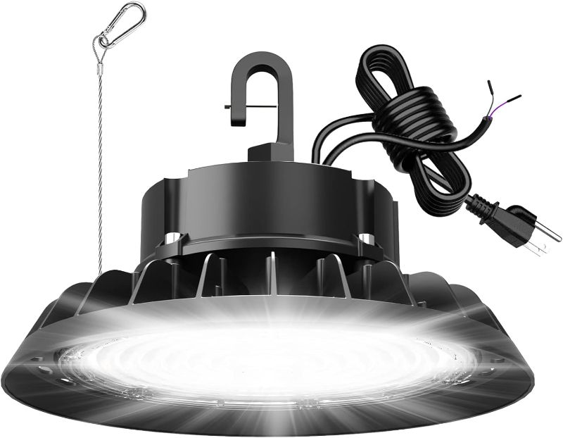 Photo 1 of JC-LGL UFO LED High Bay Light 100W 2Pack, High Bay LED Lights 14,000LM Dimmable High Bay, 6' Cable with US Plug, Hanging Hook, Safe Rope, ETL Listed LED High Bay Light for Warehouse Factory Barn Shop