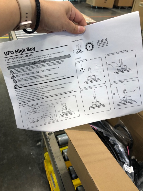 Photo 5 of JC-LGL UFO LED High Bay Light 100W 2Pack, High Bay LED Lights 14,000LM Dimmable High Bay, 6' Cable with US Plug, Hanging Hook, Safe Rope, ETL Listed LED High Bay Light for Warehouse Factory Barn Shop