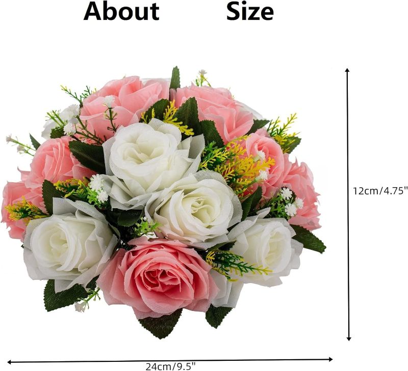 Photo 1 of 1 PCS Fake Flower Ball Arrangement Bouquet,  Plastic Roses with Base, Artificial Flower for Wedding Bouquets Centerpieces Party Valentine's Day Home Decor
 
