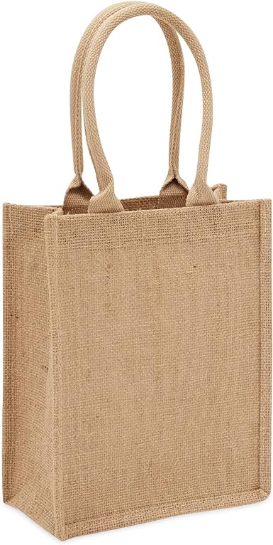 Photo 1 of 5 Pack Jute Natural Burlap Tote Bags with Handles for Groceries, Shopping, Bachelorette Party, Bulk Set