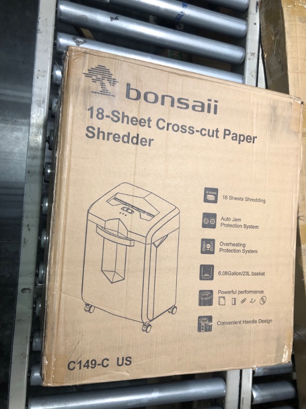 Photo 2 of Bonsaii Paper Shredder, 18-Sheet 60-Minutes Paper Shredder for Office Heavy Duty Cross-Cut Shredder with 6 Gallon Pullout Basket & 4 Casters, Anti-Jam High Security Mail Shredder for Home Use(C149-C) 1 8 Sheet Cross Cut