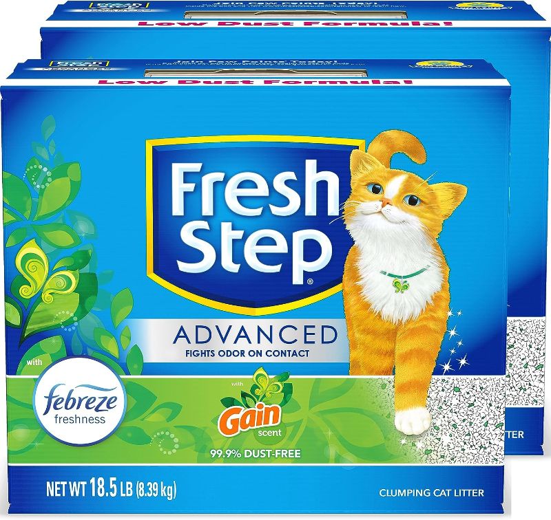 Photo 1 of Fresh Step Advanced Refreshing Gain Scented Clumping Clay Cat Litter, 18.5-lb box, 2 pack