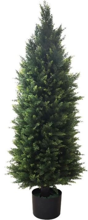 Photo 1 of Artificial Topiary Tree 2-Set - Beautiful Realistic Faux Cedar Pines, 4 Feet Tall, UV Protection for Longer Life, Durable 6" Wide Heavy Duty Pots for Outdoor & Indoor Decor