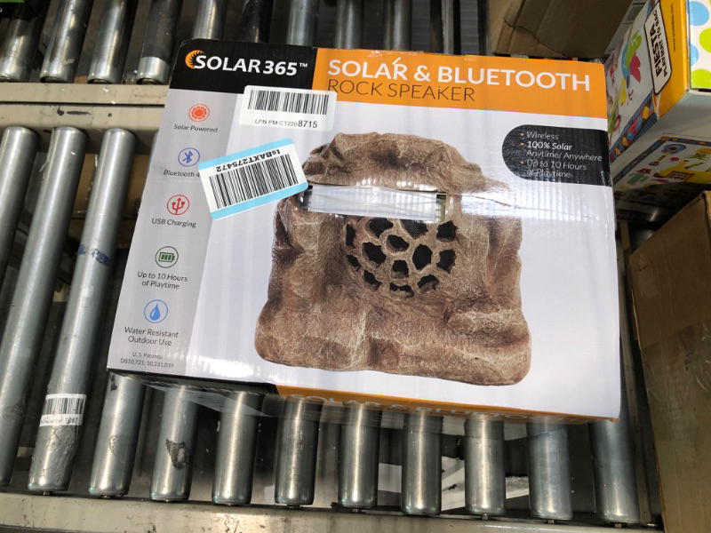 Photo 1 of Alpine Corporation Outdoor Solar Waterproof Bluetooth Rock Speaker, Brown
