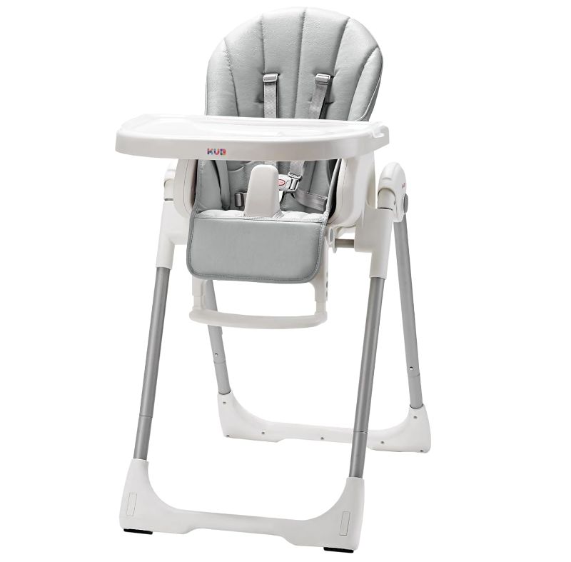 Photo 1 of Baby High Chair, 3-in-1 Convertible Wooden High Chair with Adjustable Legs & Double Dishwasher Safe Tray, High Chairs for Babies and Toddlers, Made of Sleek Hardwood & Premium Leatherette Grey